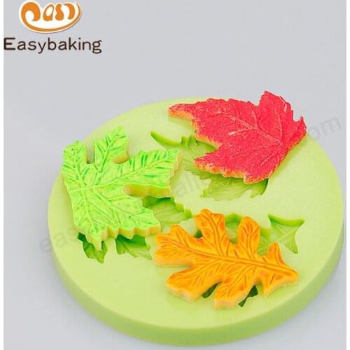 Kitchen Accessories 3 Cavity Maple Leaves Nature Silicone Mould Cake Decoration Tools Good Quality