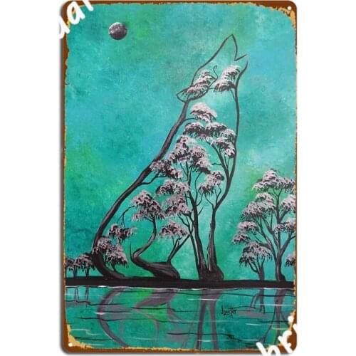 Wolf Tree Metal Plaque Poster Cinema Living Room Customize Painting Décor Cinema Tin Sign Poster