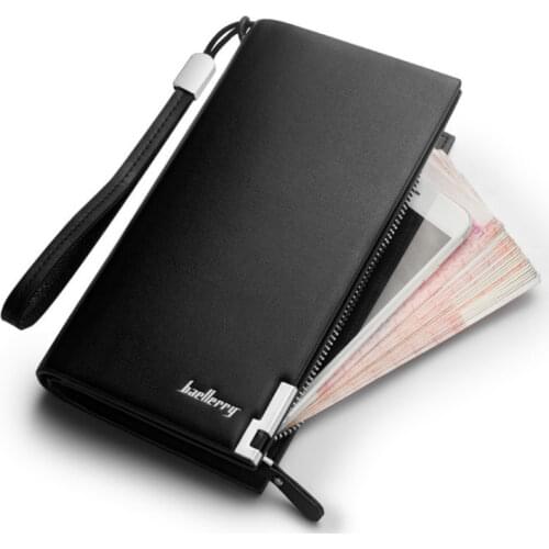 Mens Luxury Business Clutch Long Wallets Zipper Masculina Carteras ID Credit Card Holder Purse Billetera Packet Portefeuille