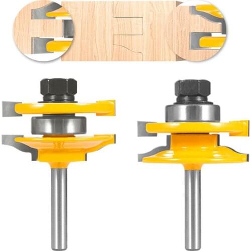 2PCS Tongue Grooves Router Bit Set T-shape Wood Milling Cutter for Woodworking Tool 1/2'' and 1/4'' Shank Optional