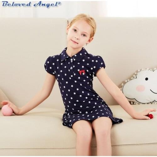 New Girls Clothes Spring Summer New Children Clohting Star Print Fashion Kids Princess Dress Baby Girls Lantern Sleeve Dress