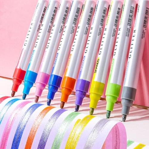 3/9 Colors Metal Fabric Paint Pen Graffiti Brush Art Marker Pen White Non-fading Waterproof Car Tire School Office Highlighters