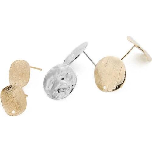 Julie Wang 20PCS 12/15mm Stud Earring Alloy Earring Post Flat Back Base Ear Pin Settings Jewelry Making Accessory