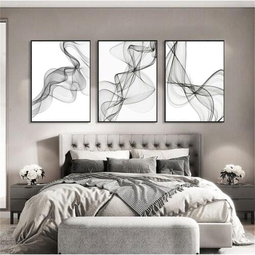 Modern Black and White art wall art Canvas Painting posters Prints Abstract line Picture for Living Room Morden Home Decoration