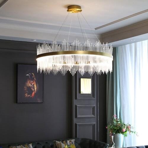 Light luxury chandelier post-modern crystal lamp Nordic minimalist living room lamp dining room chandelier bedroom lamp LED lamp