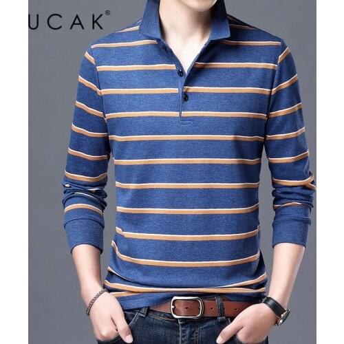UCAK Brand Casual Cotton Turn-down Collar T Shirt Men Clothes Spring New Arrivals Streetwear Long Sleeve T-Shirts Clothing U5374
