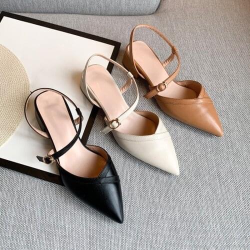 YQBTDL Chunky Square Heels Cross Buckle Closed Pointed Toe Low Heel Sandals for Women Black Khaki Plus Size Womens Summer Shoes