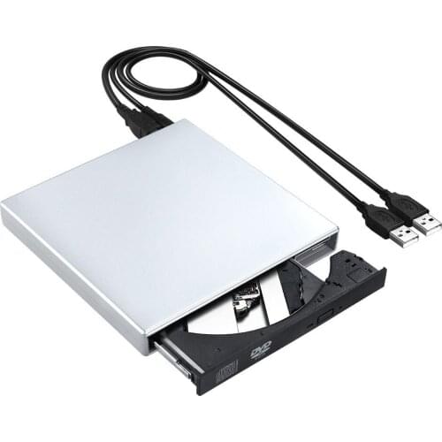 USB External CD-RW Burner DVD/CD Reader Player with Two USB Cables for Windows, Mac OS Laptop Computer