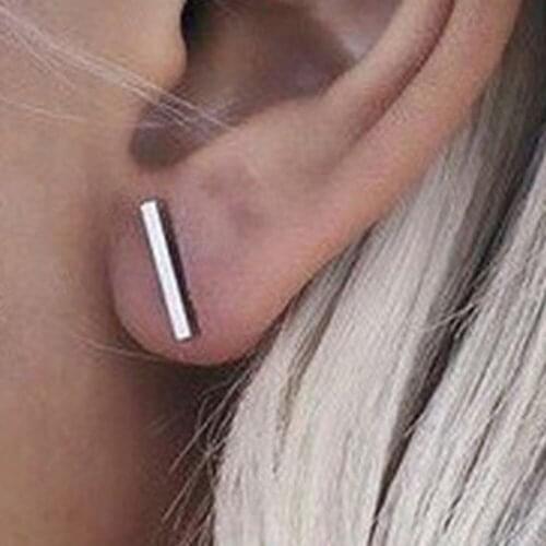 Female Simple Small Alloy Bar Round Stud Earring Set for Women Girl Little Geometric Ear Cuff Earrings Fashion Jewelry