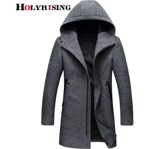 Winter Wool Coat Men Fashion Wool Jacket Men High Quality Hooded Mens Peacoat Size M-3XL size #18172 holyrising