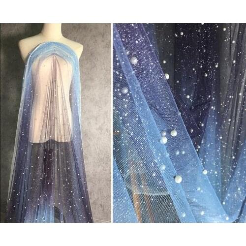 Star Pearl Silver Bronzing Gradually Transparent Dress Screen Fabric Creative Diy Fashion Designer Fabric