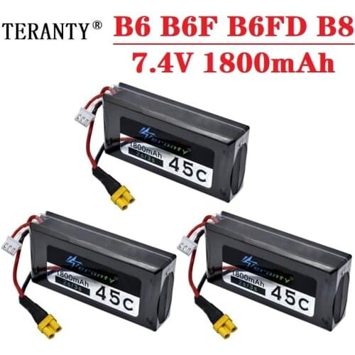 1-5PCS Upgraded B6 B6F B6FD B8 RC Drone Helicopter 7.4V 1800Mah Li-po Battery For MJX Bugs 6 RC Quadcopter Spare Parts Battery