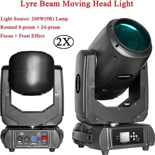 2Pcs/Lot Focus and Frost Effect 9R Lyre 260W 9R Moving Head Beam Light With Double Prisms 8+24 For Stage DJ Disco Party Lighting