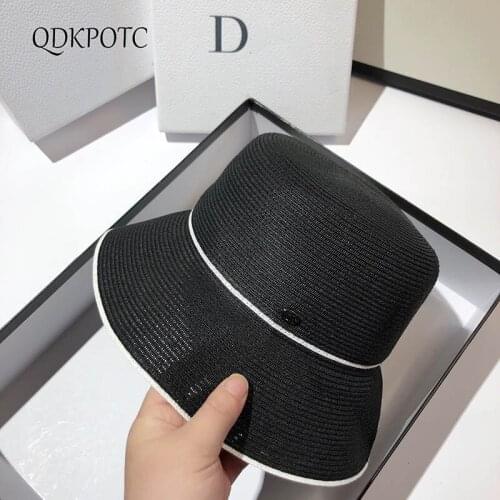 2021 Cap Summer Women New Thin Straw Bueket Hats Fashion Braids Weave Light Collapsible Shading UV Protection Sun Hats QDKPOTC