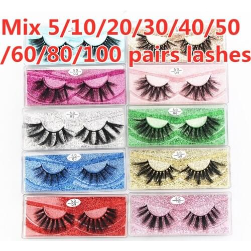 5/10/20/100Pairs 25mm lashes Wholesale 5D 25 MM Mink Eyelashes in Bulk faux cils Makeup Dramatic Long False Eye lashes