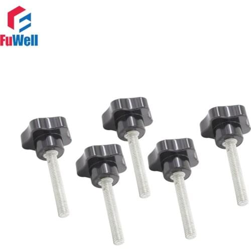5pcs M6 x 40mm Thread 25mm Head Diameter Star Handles Male Thread Metal Clamping Star Shaped Star Knob