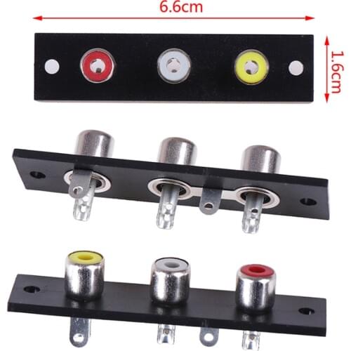 6.6x1.6cm 3 Way RCA Terminal Wall Panel Plate Input Phono Chassis Socket Audio Adapter