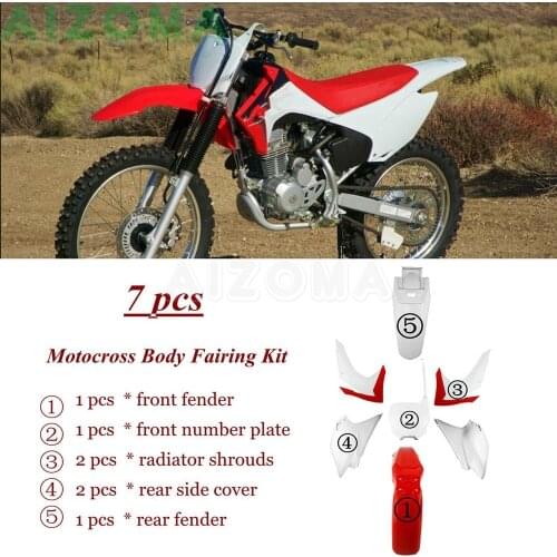 7pcs Supermoto Motocross Rear Front Number Plate Bodywork Side Fairing Cover Kit For Honda CRF 230 F CRF230F 2015-17 2018 19