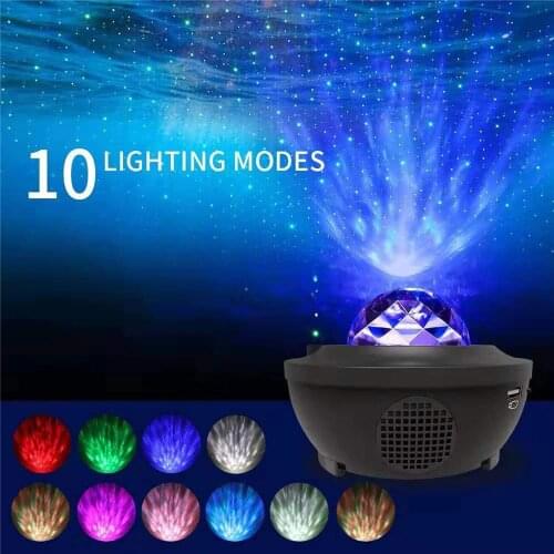 Bluetooth LED Starry Star Projection Lamp 10 Lighting Models Music Children Sleep Night Light Party Wedding Decoration Light