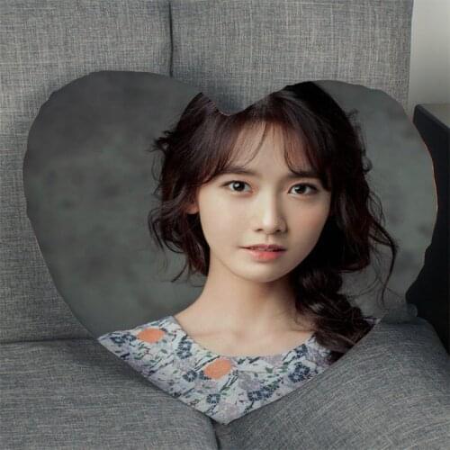 Singer Yoona Pillow Cover Home Office Wedding Decorative Pillowcase Heart Shaped Zipper Pillow Cases Satin Fabric Best Gift