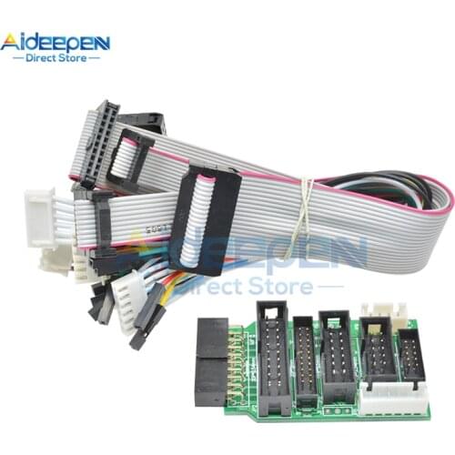 Emulator V8 JTAG Adapter Converter For J-Link With 8Pcs 4 Pin 6 Pin 10 Pin 20 Pin Grey Flat Ribbon Data Cable Dupont Wire