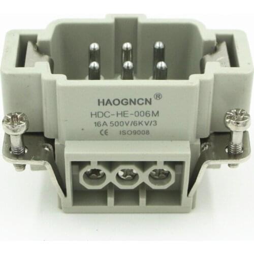 HDC-HE-006-M Heavy Duty connector 6 pin 16A rectangular connector hot runner