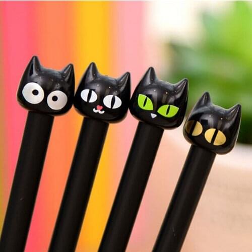 24 Pcs Cute Little Black Cat Gel Pen Creative Primary Cartoon Cat Black Pen Stationery Kawaii School Supplies Papelaria Caneta
