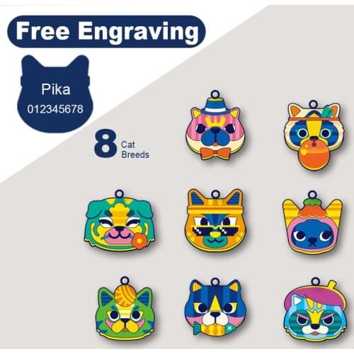 Engraved Customized Cat Id Tag Personalised Customized Name Tags Pet Accessories Pendant Keyring Anti-Lost Custom Nameplate
