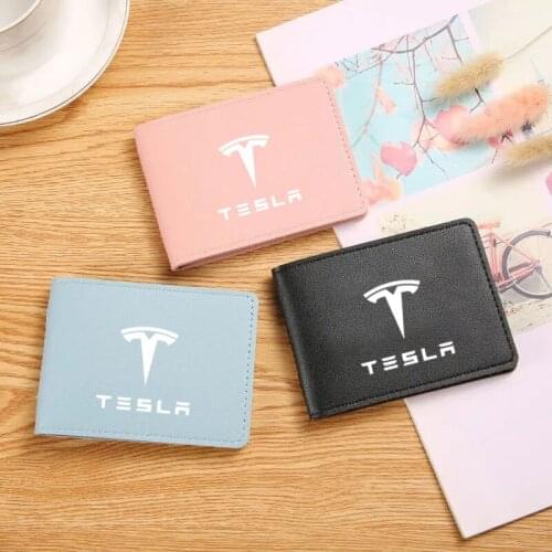 PU Leather Auto Driver License Bag Cover Car Driving Documents Card Credit Holder For Tesla Model 3 Model X Model S Model Y