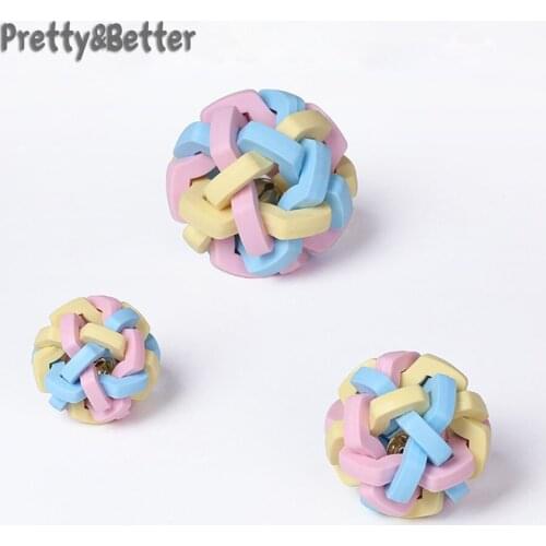Colorful Handmade Bell Ball Pet Toy Macaron Cat Toy Bouncing Ball Rubber Toy Ball for small dogs puppy toys small dog ball