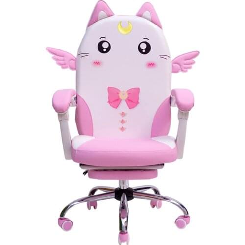 NEW gaming chair pink Cute cartoon office chair girls kids computer chair bedroom gamer live chair home desk ergonomic chair
