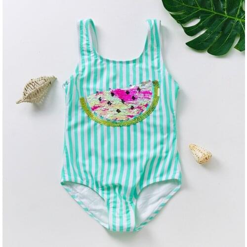 4-16Y Girls Swimwear High quality Girls Swimming outfit Watermelon Sequins Kid Girls Swimwear Children Swimwear Beach wear