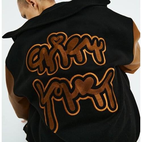 2021 new spring and autumn puzzle embroidery loose jacket men and women stitching oversized baseball uniform fashion casual coat