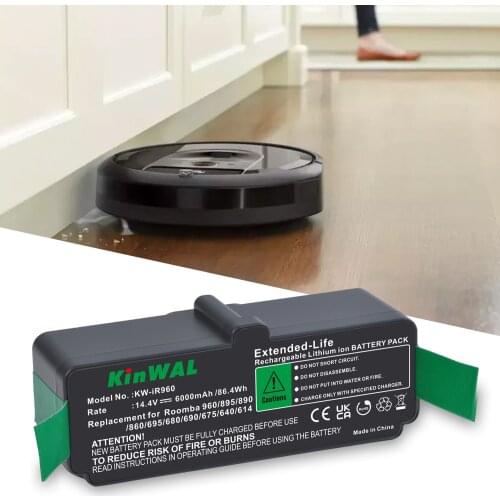 6000mAh 14.4V Lithium ion Battery for IRobot Roomba 960, 895, 890, 860, 695, 680, 690, 675, 64, 500, 600, 700, 800 series