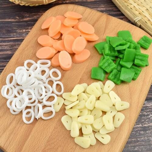 20Pcs/Packs Simulation Vegetable Sliced Pepper Ham Garlic Squid Ring Models Wedding Home Restaurant Kitchen Garden Decor Foods