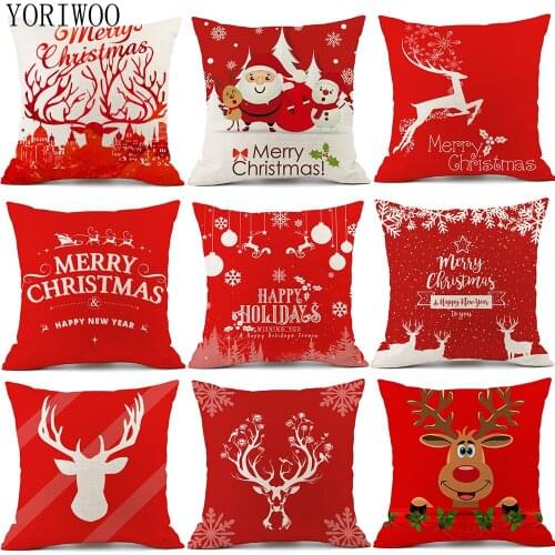 YORIWOO Deer Santa Claus Christmas Pillow Case Merry Christmas Decorations For Home 2020 Xmas Tree Ornament Happy New Year Gift