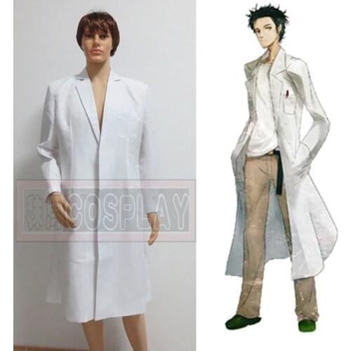 New Anime Steins Gate Okabe Rintarou Cosplay Costume Coat Long Jacket