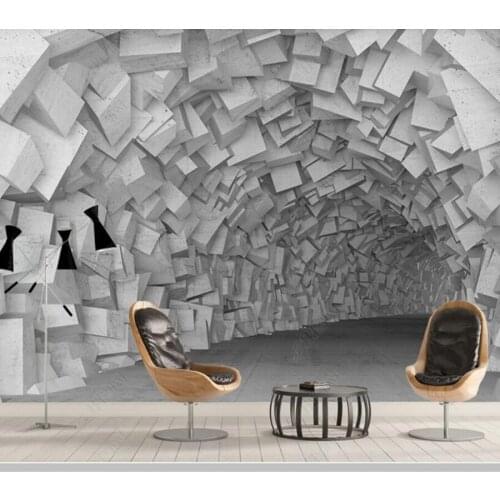 Papel de parede 3D stereo tunnel space geometric background wallpaper,living room bedroom wall papers home decor KTV bar mural