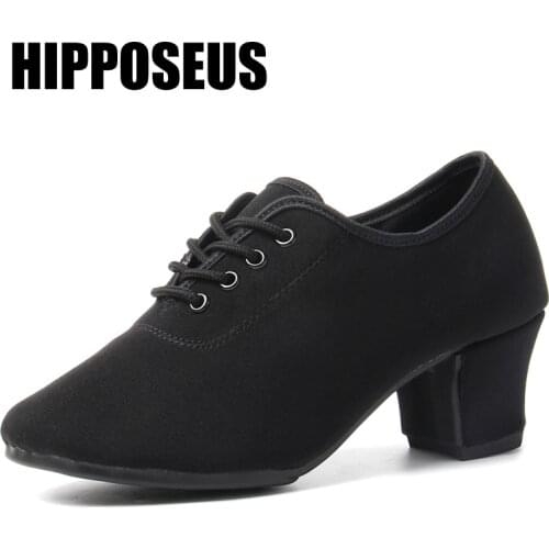 Hipposeus Dance-Shoes Modern Ballroom Men Tango Salsa Dancing Shoes Low Heels Women Soft/Rubber Sole Dancing Shoes Profesional