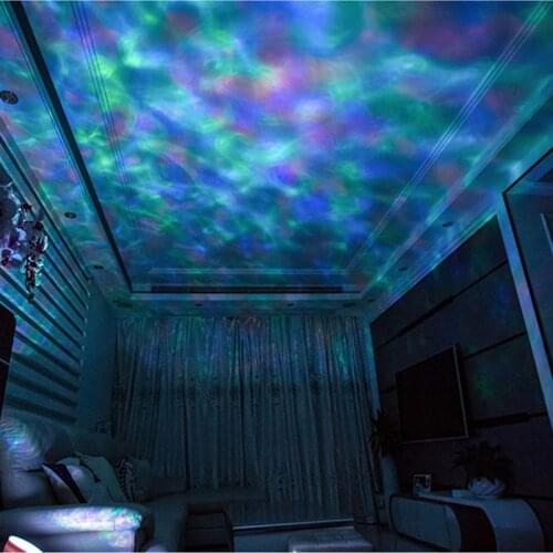 T20 Dropship Ocean Wave Projector 7 Colorful Remote Control TFCeiling Mood Lamp with Bulit-in Speaker Music Player Night Light