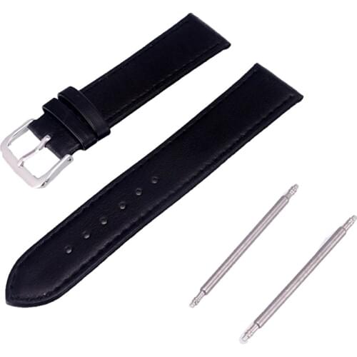 Men Women Black Watch Bands 12mm,14mm,16mm,18mm,20mm,22mm 24mm Soft Sweatband Leather Watch Strap Steel Buckle Wrist Bands
