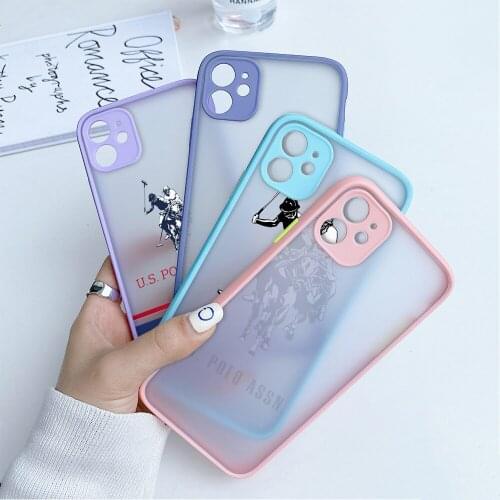 Luxury U.S. POLO ASSN Phone Case Colorful Bumper Shockproof Trasparent For iPhone 7 8 Plus 12 Mini 11 Pro Max XR X XS pink Cover