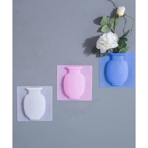 1pcs Silicone Sticky Vase Easy Removable Wall Fridge Magic Flower Plant Vases Diy Home Decoration Accessories Bouquet Storage