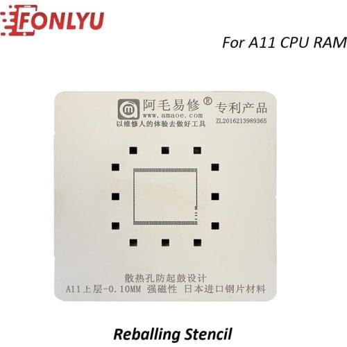 Amaoe 0.1 0.12 0.15 MM Strong Magnetic Reballing Stencil For iPhone A11 CPU RAM Tin Planting Mesh Table With Anti-Drumming