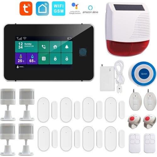 Smartlife APP WiFi GSM Tuya Home Burglar Alarm System 4.3 Inch Touch Panel Support Google Home Alexa