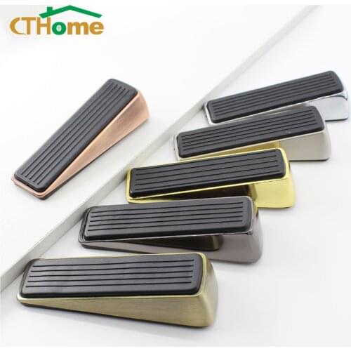 Mobile Door Stopper Zinc Alloy Nail-free Household Rubber Door Holders Anti-collision Ground-mounted Door Wedge Stops Hardware