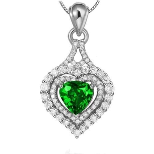 Trendy Zircon Blue Heart Pendant Necklace Girls Choker Accessories Charm Silver 925 Women Box Chain Rose Gold Necklace Female