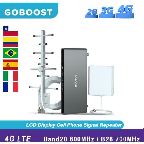 GOBOOST Signal Amplifier LTE 700 800MHz 4G Signal Booster B28 B20 Mobile Cellular Repeater 4G Antenna Network Booster A Full Kit