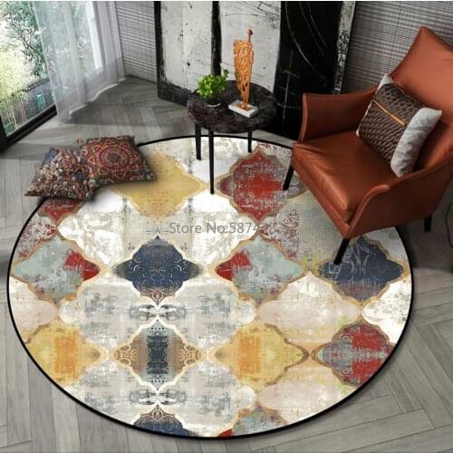 European Retro Geometric Moroccan Style Living Room Bedroom Hanging Basket Chair Round Floor Mat Carpet Customization