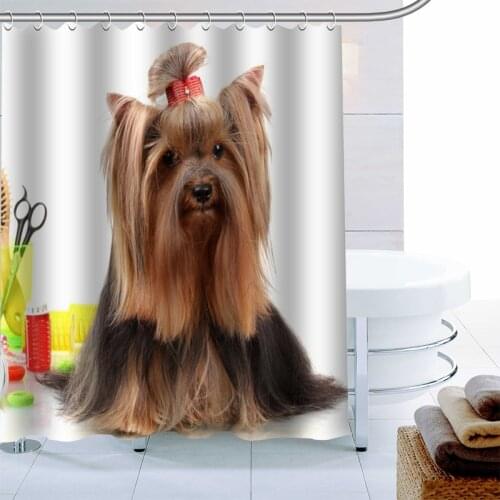 Nice Terrier Dog Shower Curtain 12 Hook Polyester Fabric 3D Printing Bathroom Curtain Waterproof Bath Curtain Decor